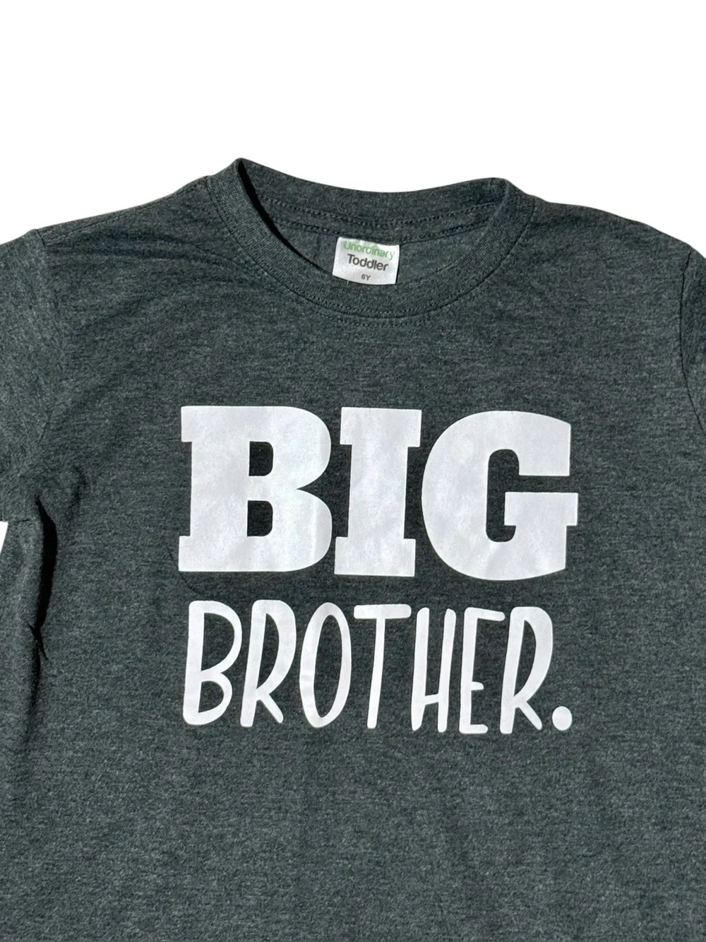 Kid’s Dark Gray Heather 'BIG BROTHER' Short Sleeve Tee Size 6